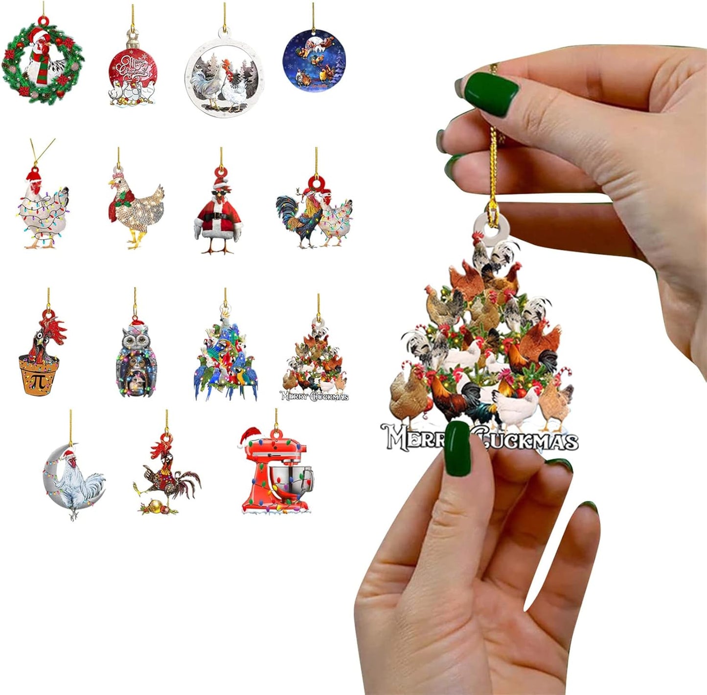 Christmas Tree Ornaments Pendant Christmas Scarf Chicken Hanging Ornaments Holiday Hanging Decorations Home Decor (T-Ornament11)