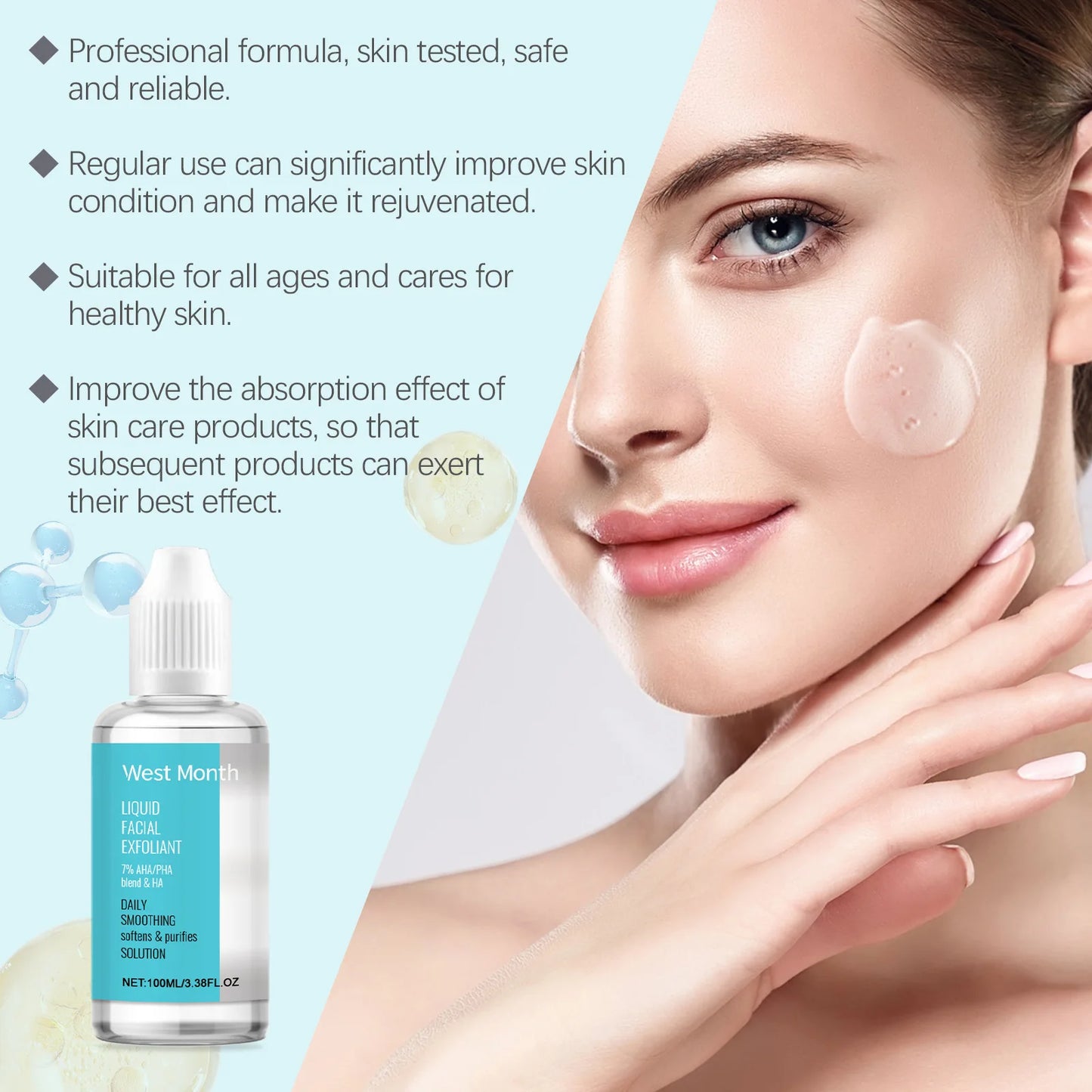 Exfoliating Face Serum Liquid Blackhead Remover Pores Repairing Lighten Peeling Solution Nourish Smooth Glowing Skincare Product