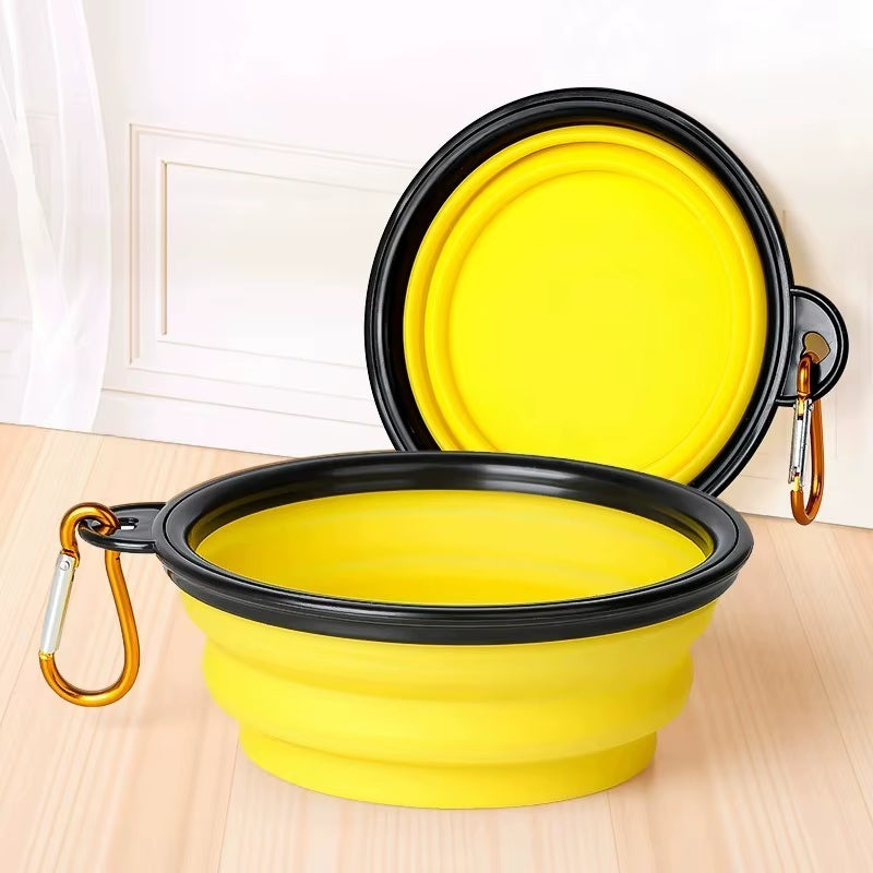 2 in 1 Collapsible Dog Travel Bowl Double Bowls Folding Food Water Bowl Portable Hangable Dog Feeder for Outdoor Dog Product