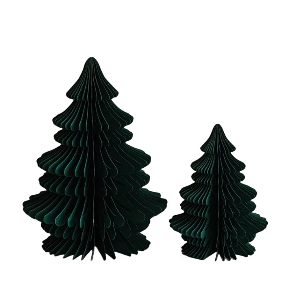 2Pcs New 20/30Cm Christmas Tree Ornament Handmade 3D Paper Mini Folding Xmas Tree Party Favers Desktop Decor Honeycomb Ball