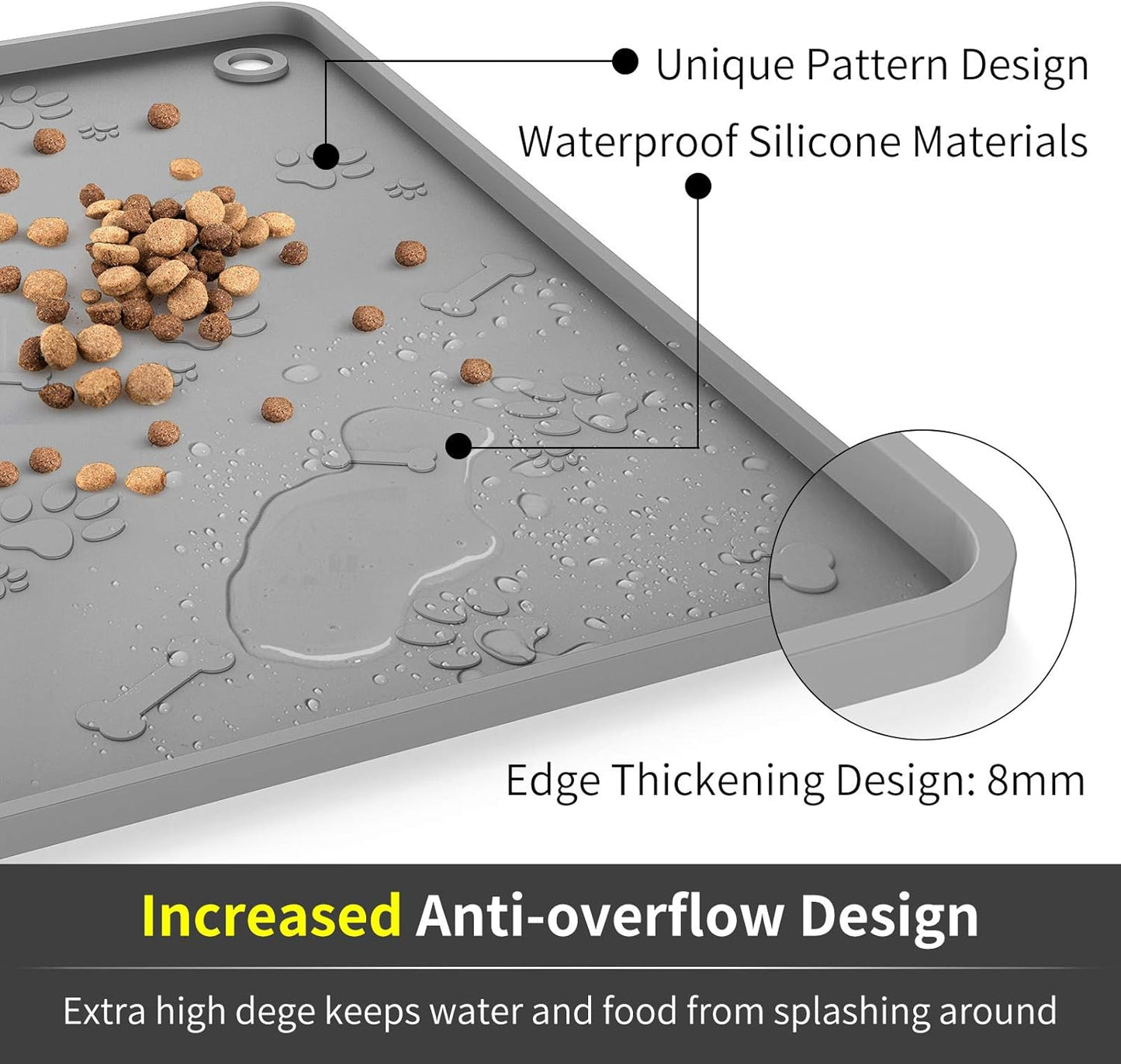 Dog Food Mat - Pet Food Mat - Nonslip Silicone Dog Bowl Mat - Washable Dog Feeding Mat for Food and Water, Waterproof Dog Food Mats for Floors [24"X16"] Teal Blue