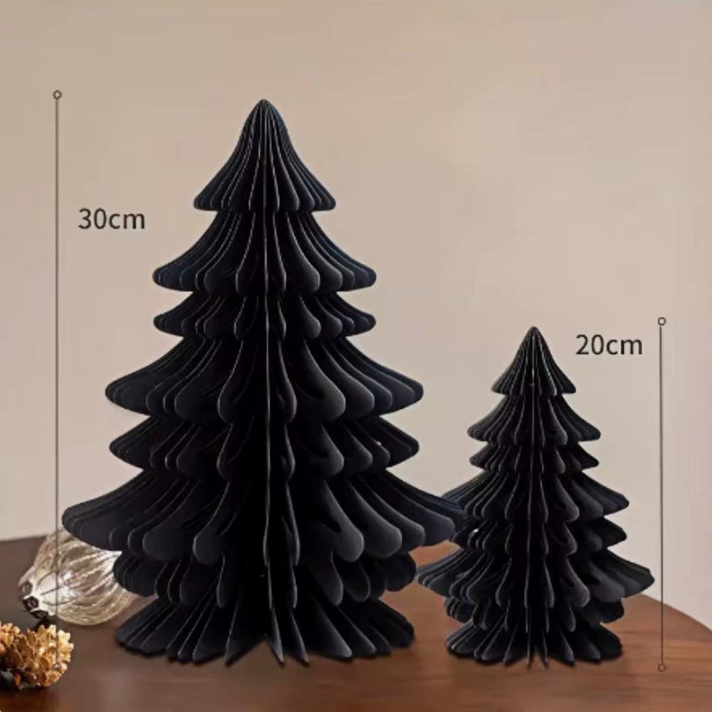 2Pcs New 20/30Cm Christmas Tree Ornament Handmade 3D Paper Mini Folding Xmas Tree Party Favers Desktop Decor Honeycomb Ball