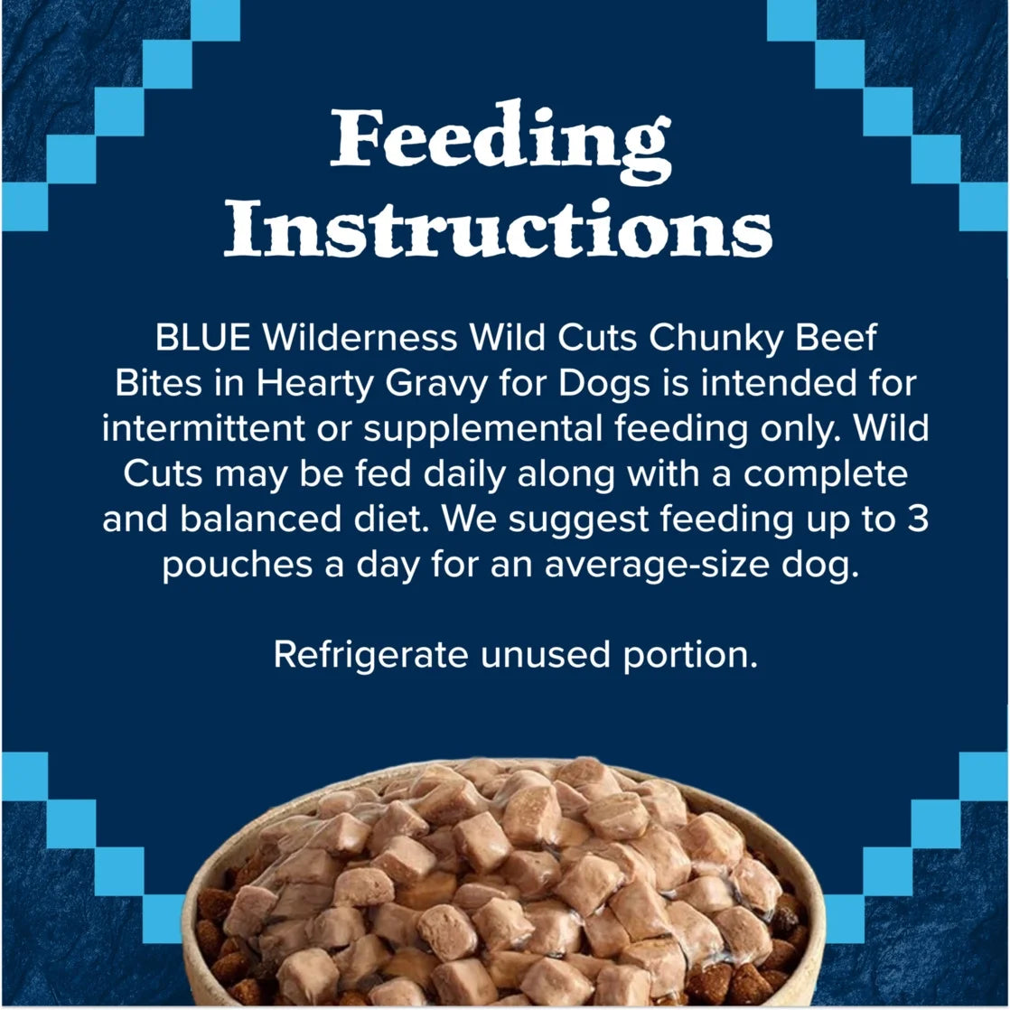 (12 Pack)  Wilderness Trail Toppers Wet Dog Food, Chunky Beef Bites in Hearty Gravy