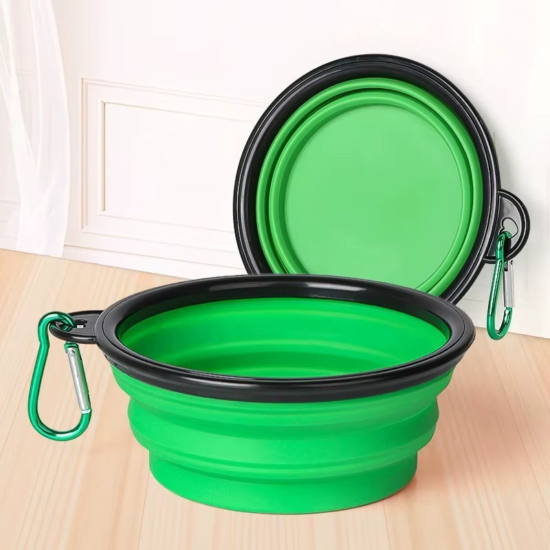2 in 1 Collapsible Dog Travel Bowl Double Bowls Folding Food Water Bowl Portable Hangable Dog Feeder for Outdoor Dog Product