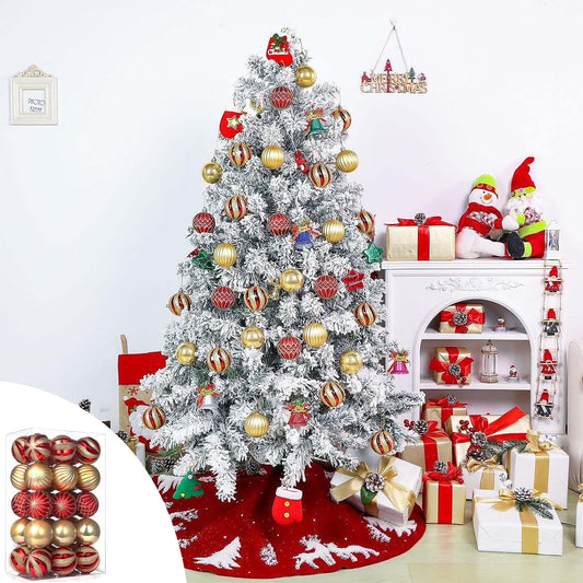 30-Piece Shatterproof Christmas Ball Ornaments for Tree Decor, Multicolor Plastic Bulbs, 36-Inch Size, with Hanging Ropes, Holiday Party Decoration