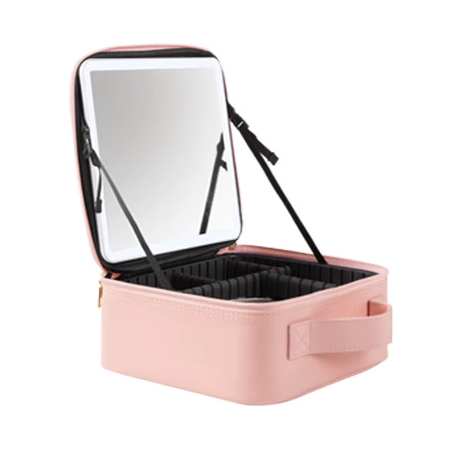 Smart LED Cosmetic Case with Mirror Travel Makeup Bag Large Capacity Female Beautician Skincare Product Makeup Case for Women