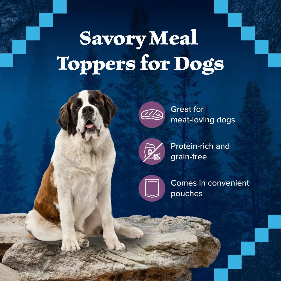 (12 Pack)  Wilderness Trail Toppers Wet Dog Food, Chunky Beef Bites in Hearty Gravy