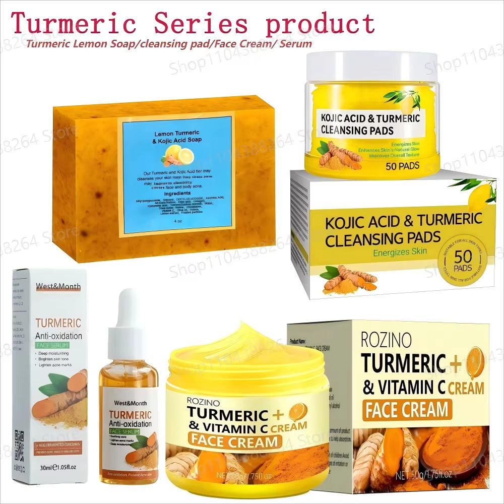Turmeric Lemon Soap/Cleansing Pad/Face Cream/Serum Turmeric Series Skincare Product Brighten Skin Tone for All Skin Type Nourish