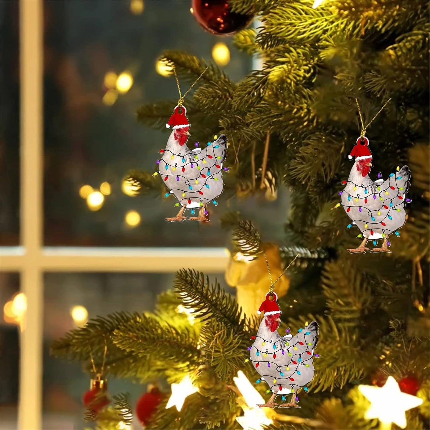 Christmas Tree Ornaments Pendant Christmas Scarf Chicken Hanging Ornaments Holiday Hanging Decorations Home Decor (T-Ornament11)