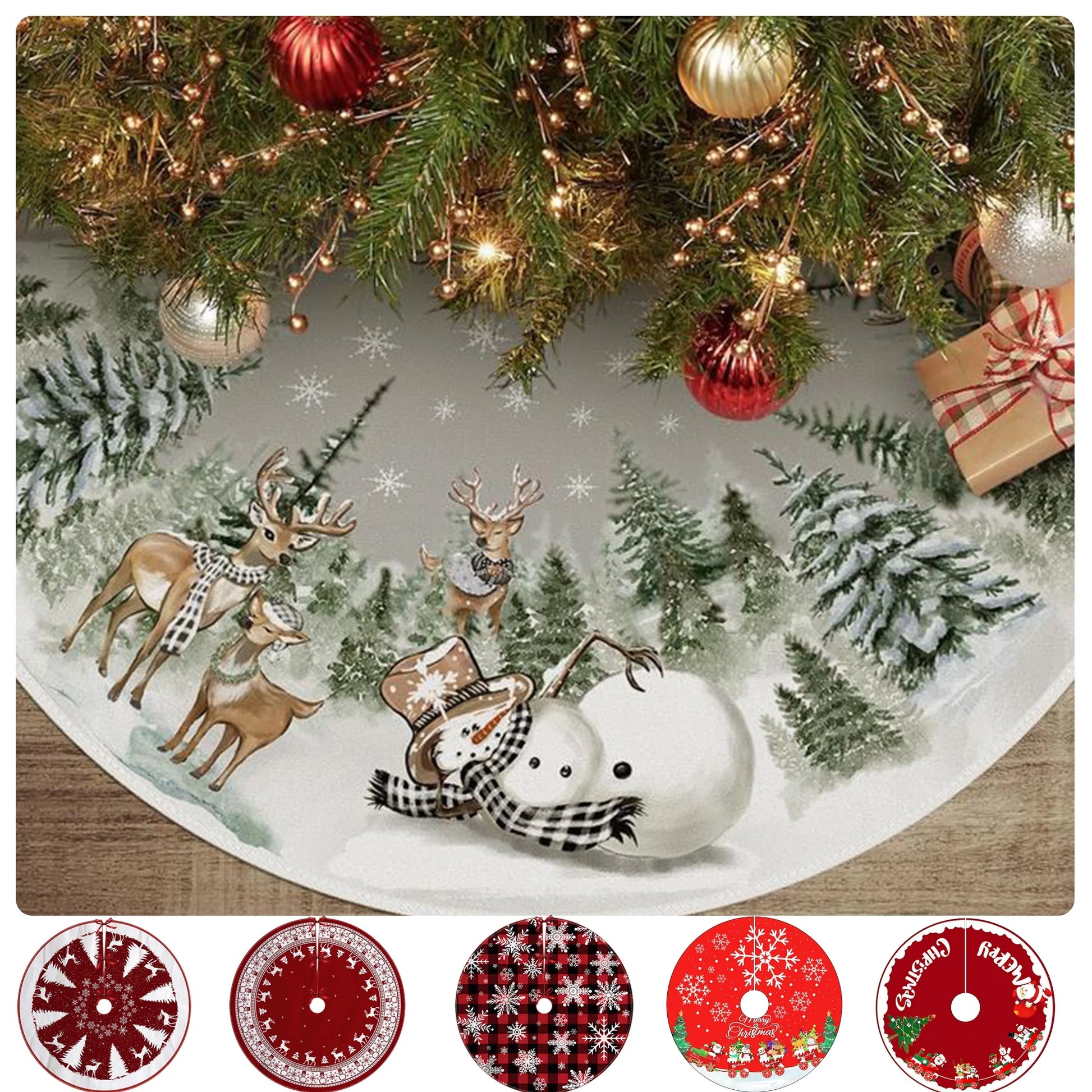 Christmas Tree Skirt - 35 Inch Extra Soft round Xmas Tree Skirt, Wrink Proof Non Slip Christmas Tree Skirts for Holiday Party Christmas Decorations
