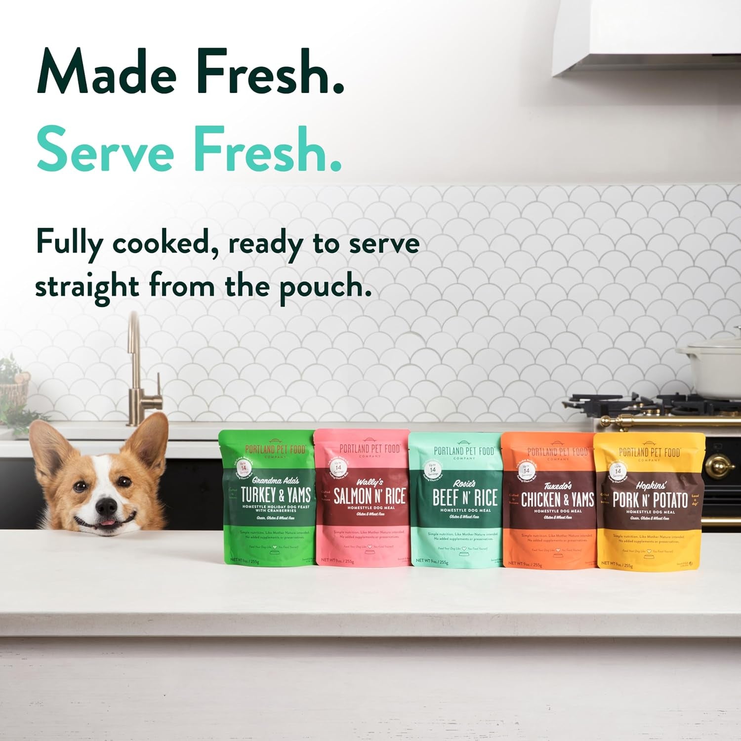 Fresh Dog Food Pouches - Human-Grade Topper Mix-Ins & Wet Pet Meals - Small & Large Breed Puppy & Senior Dogs - Gluten-Free Meal Toppers, Made in the USA - 8 Pack Variety