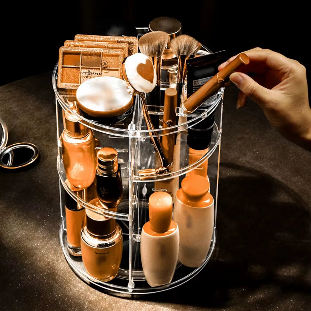 Cosmetics Rotating Storage Box Transparent Multifunctional Desktop Lipstick Skincare Product Sorting Shelf Cosmetic Storage Disp