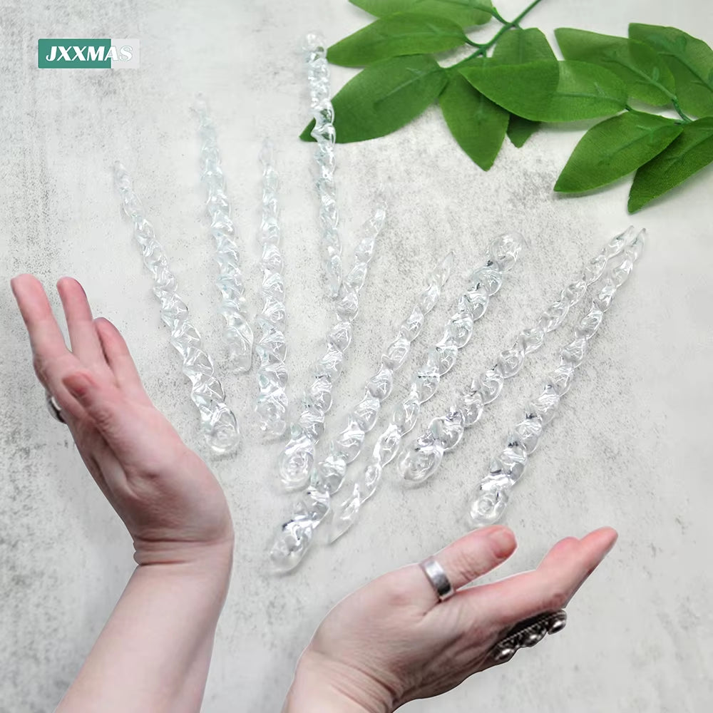 12PCS Christmas Simulation Ice Xmas Tree Pendant New Product Fake Icicle Winter Party Christmas New Year Decoration Navidad 13Cm