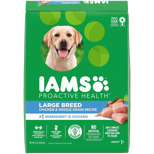 IAMS Proactive Health Large Breed Adult Dry Dog Food 15 Lb Chicken Nutrition