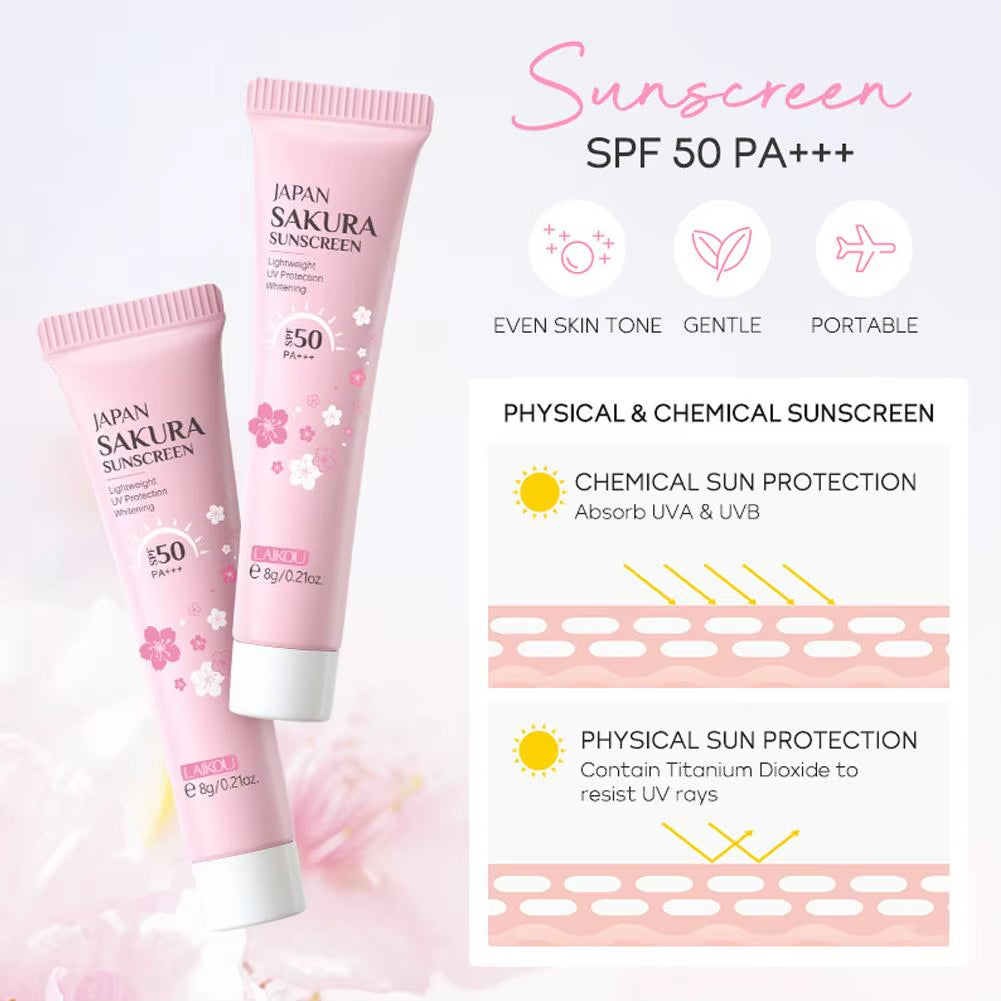 4Pcs/Bag Sakura Skin Care Sets Facial Cleanser Face Face Toner Sunscreen Moisturizing Smoothing Nourishing Skincare Product