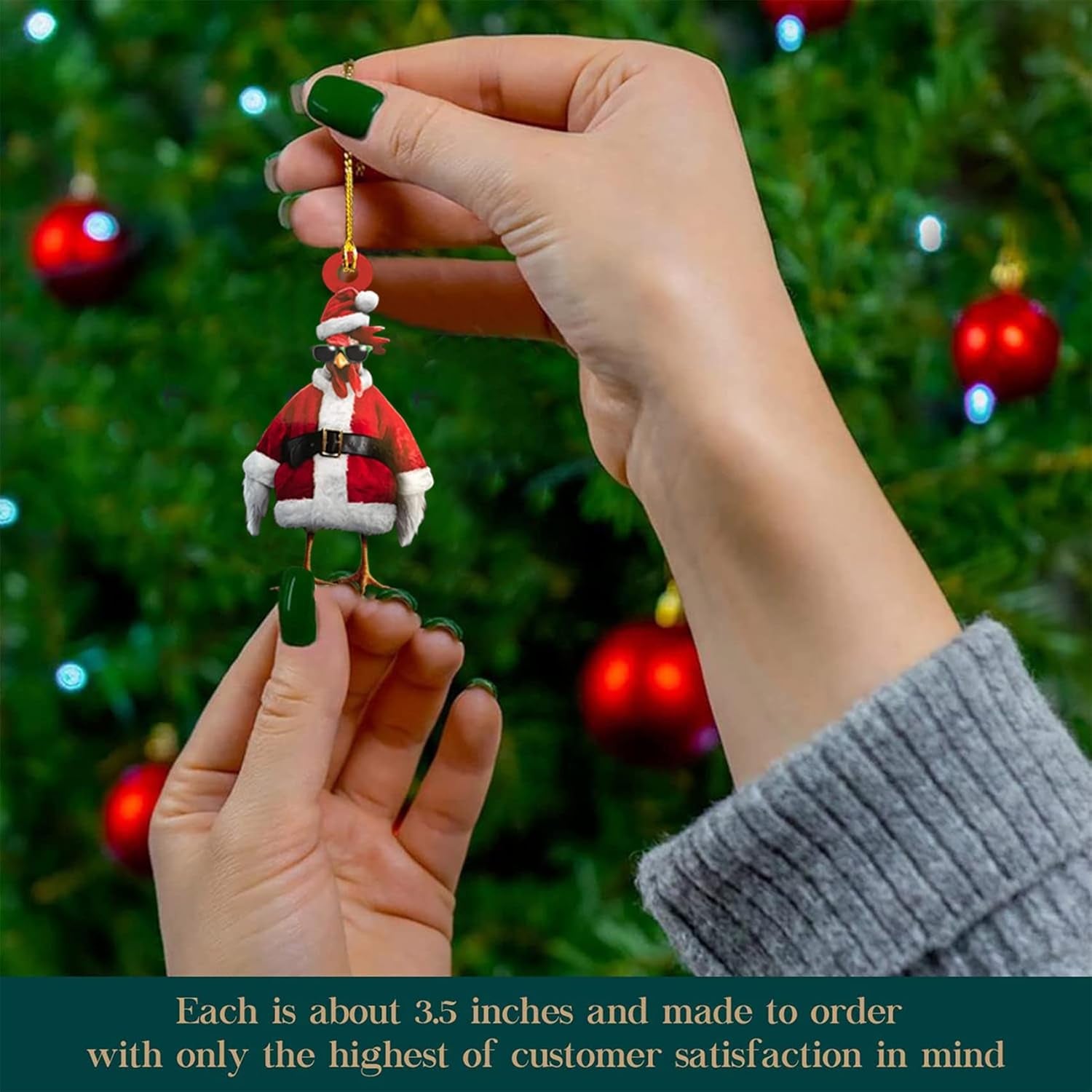 Christmas Tree Ornaments Pendant Christmas Scarf Chicken Hanging Ornaments Holiday Hanging Decorations Home Decor (T-Ornament11)