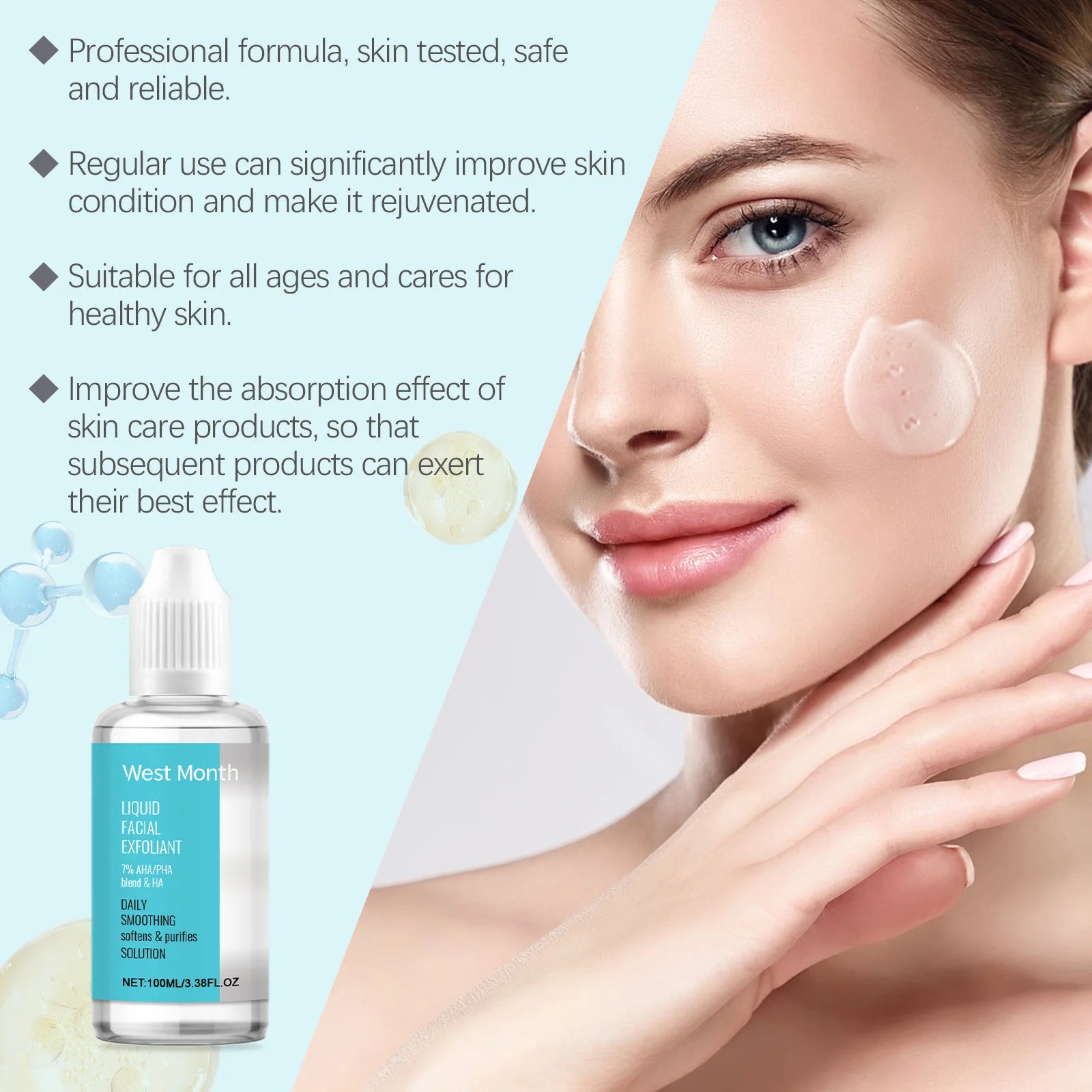 Exfoliating Face Serum Liquid Blackhead Remover Pores Repairing Lighten Peeling Solution Nourish Smooth Glowing Skincare Product