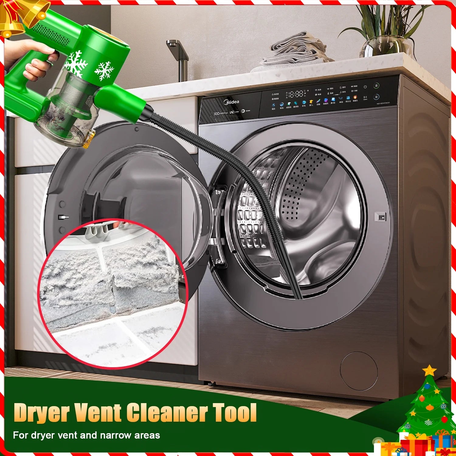 Cordless Vacuum Cleaner 46Kpa/500W/55Mins(Christmas Limited Edition), Self-Standing Lightweight Rechargeable Stick Vacuum Cleaners for Home, for Family & Pet Owners