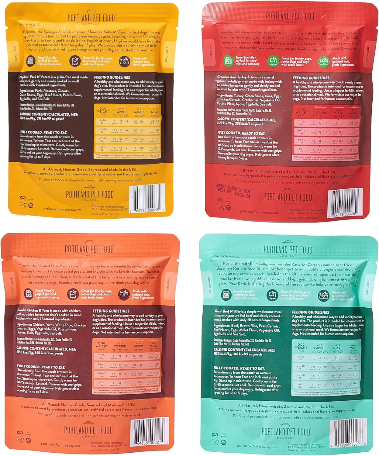 Fresh Dog Food Pouches - Human-Grade Topper Mix-Ins & Wet Pet Meals - Small & Large Breed Puppy & Senior Dogs - Gluten-Free Meal Toppers, Made in the USA - 8 Pack Variety