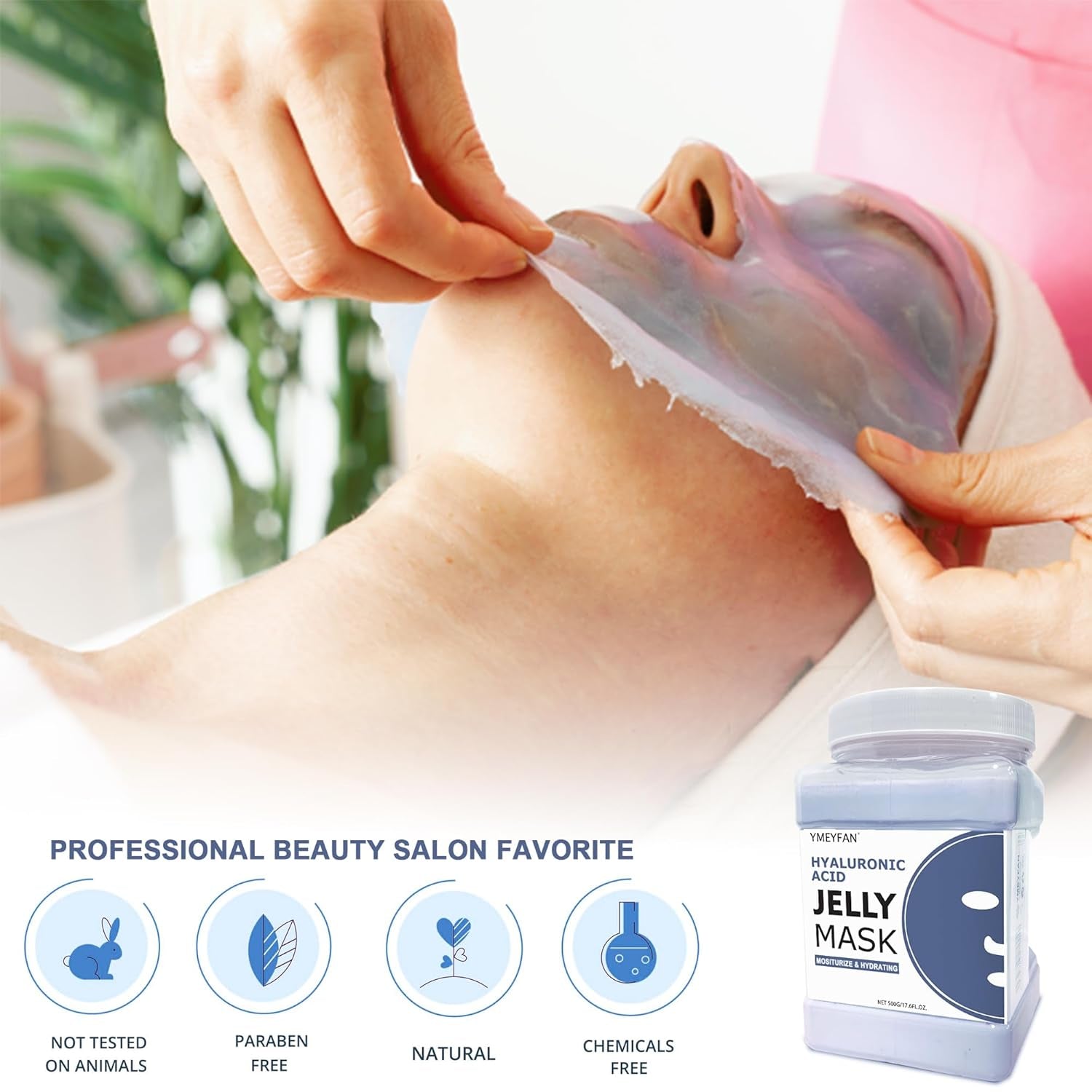 5 Jar 500G Jelly Mask Powder for Facial Professional Bundle, Beauty Spa Face Mask Skincare Product Bulk (Turmeric, Bulgarian Rose, Hyaluronic Acid, Gold, Collagen)