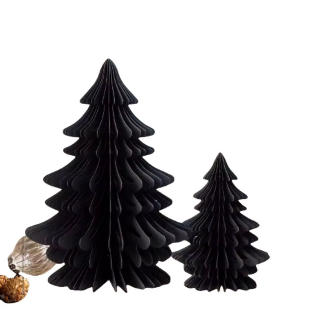 2Pcs New 20/30Cm Christmas Tree Ornament Handmade Party Favers Mini Folding Xmas Tree 3D Paper Desktop Decor Honeycomb Ball