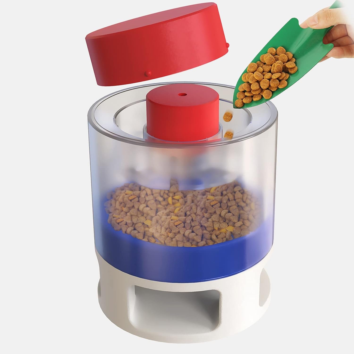 Dog Puzzle Toys,With Button Automatic Cat Feeders as Well as Automatic Food Dispenser for Pet Training,Cat and Dog Slow Feeder for Portion Control and Fast Eaters-Blue