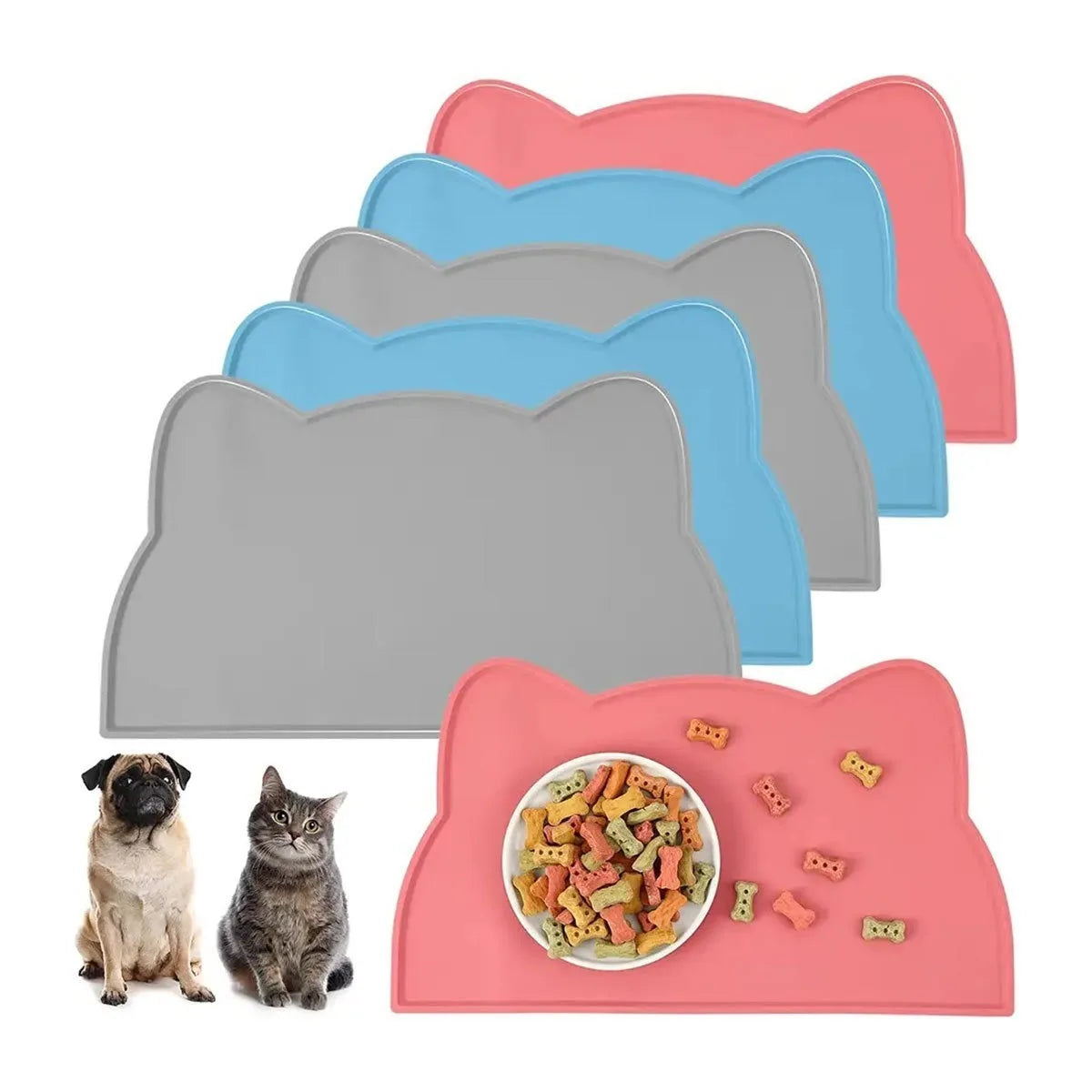 Food Grade Silicone Cat Mat Anti-Dirty Easy to Clean Cats and Dog Bowl Mats Waterproof and Leak-Proof Anti-Slip Pad Pet Product