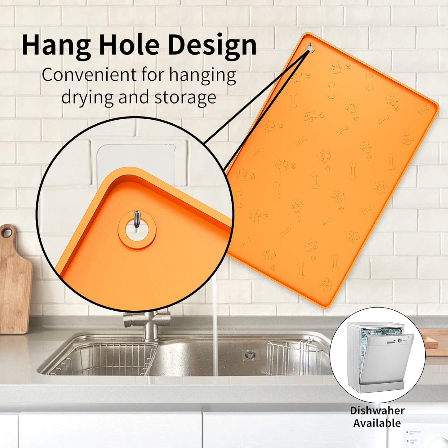 Dog Food Mat - Pet Food Mat - Nonslip Silicone Dog Bowl Mat - Washable Dog Feeding Mat for Food and Water, Waterproof Dog Food Mats for Floors [24"X16"] Teal Blue