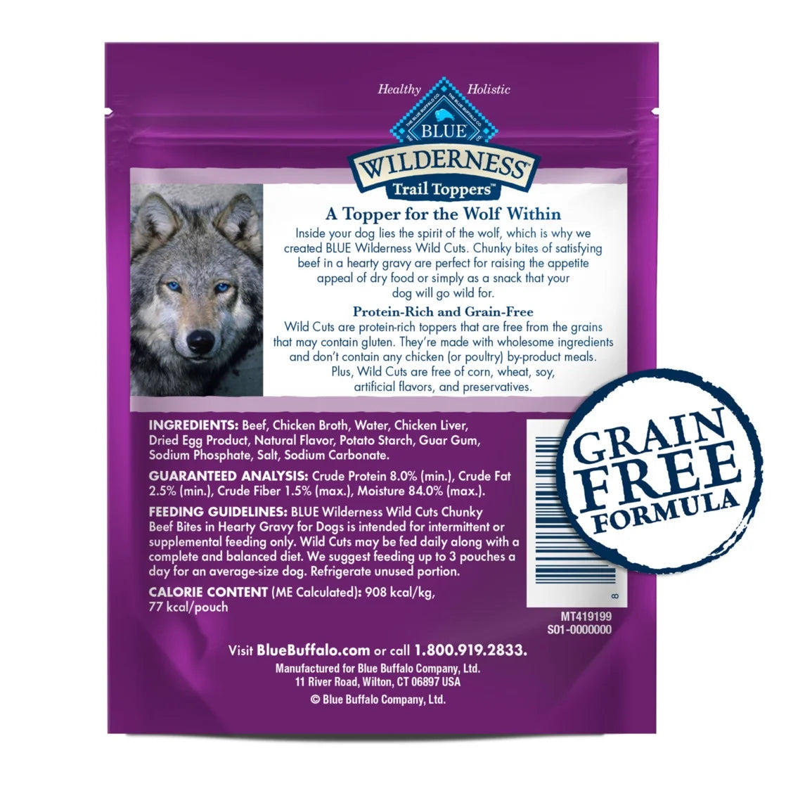 (12 Pack)  Wilderness Trail Toppers Wet Dog Food, Chunky Beef Bites in Hearty Gravy