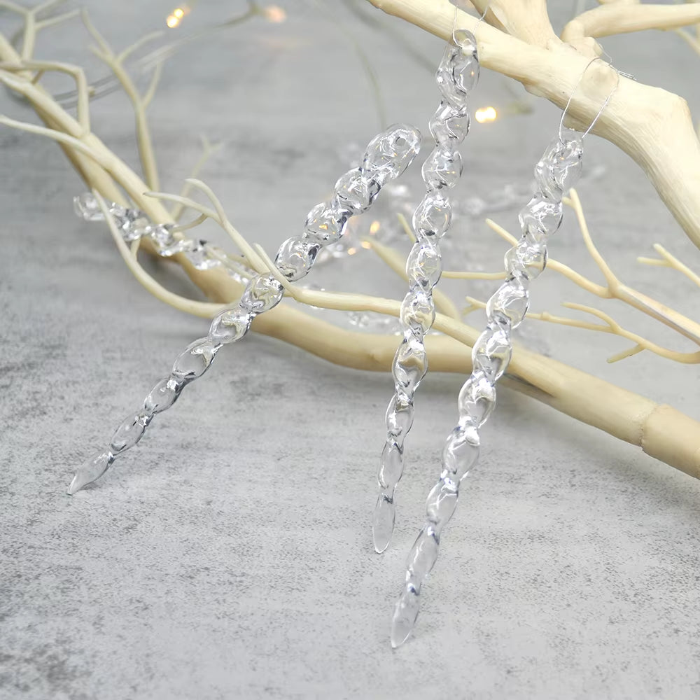 12PCS Christmas Simulation Ice Xmas Tree Pendant New Product Fake Icicle Winter Party Christmas New Year Decoration Navidad 13Cm